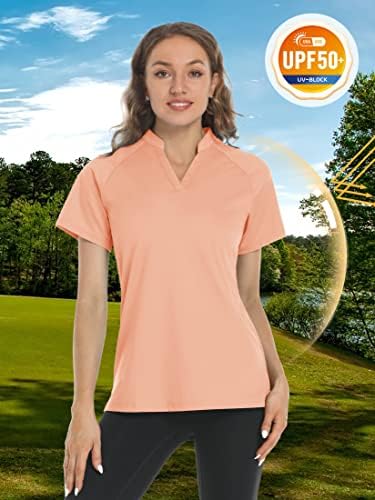 Tacvasen Women's Veck Veck Golf Polo кошули без кратки ракави со кратки ракави upf 50+ заштита на сонце Брзи суви блузи врвови