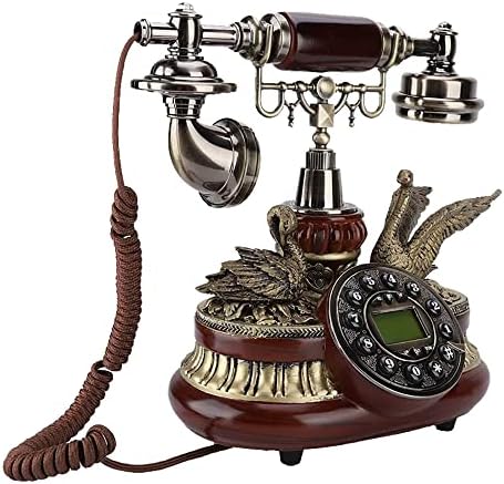 Гроздобер домашен телефон, ретро фиксна телефон со декорација на лебед, европски антички телефони за хотелски хотелски канцелариски