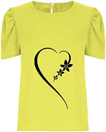 Дами со ракави ракави врвови женски маици o-вратот слатки печатени кратки ракави, летни графички кошули лабава блуза