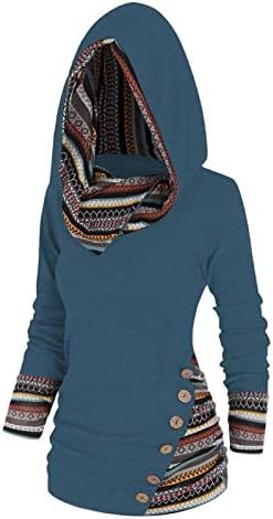 Кошули со долги ракави за женски копче за крпеница надолу асиметричен џемпер врвови со необичен качулка неправилен плетен пуловер