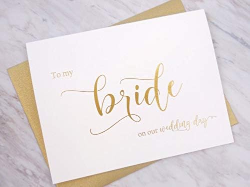 Комплет Од 2 Златни Фолии Свадбени Картички Со Златни Треперливи Пликови, На Мојата Невеста На Нашата Картичка За Денот На Венчавката,