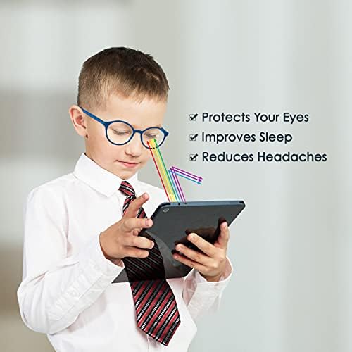 Сини очила за блокирање на светлина за деца | TR90 ANTI Eyestrain Blue Blocker Glass Childrs Girls & Boys - Видео игри Телефонски екран компјутерски очила | Свиткан и нераскинлив