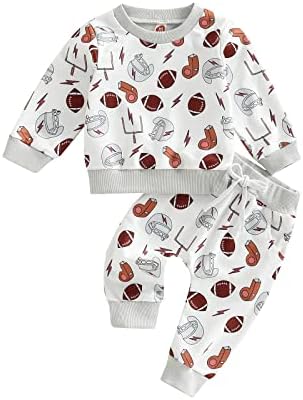Tinxiea новородено новороденче бебе момче 2 парчиња есенски облеки Памук џемпер со долги ракави маица Топ панталони за облека со потта