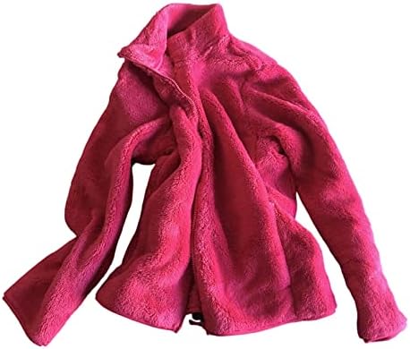 Xydaxin обична јакна за жени со долги ракави топло руно стојат јака памучна руно јакна
