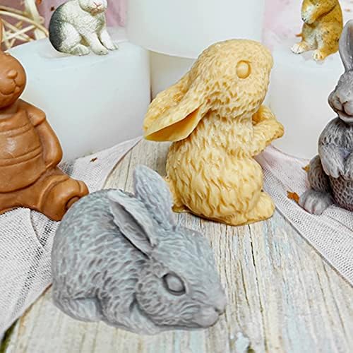 2 парчиња зајак за зајаци мувла Великонски силиконски зајак мувла за украсување чоколади торта, калап за смола од сапун од животински зајаче за