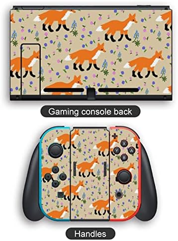 Цртани лисици налепници со целосна обвивка за заштитени налепници на кожата на кожата, компатибилни за Nintendo Switch