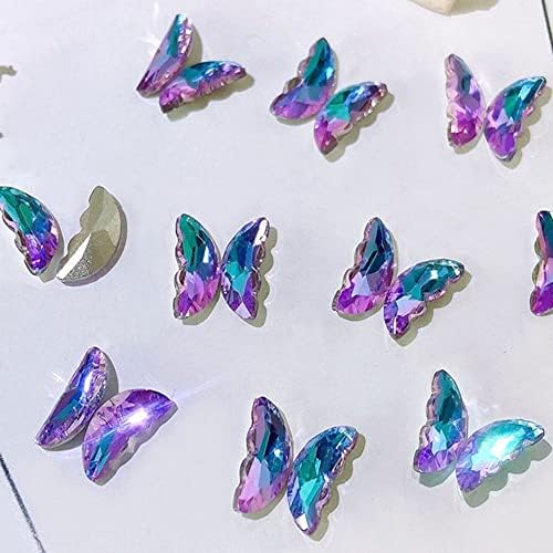 Bybycd Nail Charms 3D Nail Rhinestones Manicure Accessory Сјајни пеперутка форма кристална нокти украси