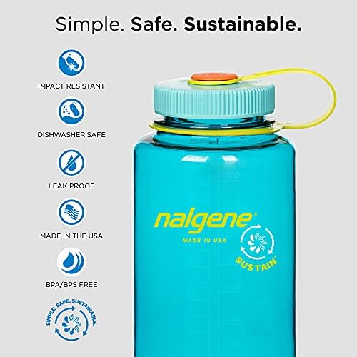 Nalgene издржува Тритан БПА шише без вода направено со материјал добиен од 50% пластичен отпад, 32 мл, широка уста и лесен сипер, 32 мл
