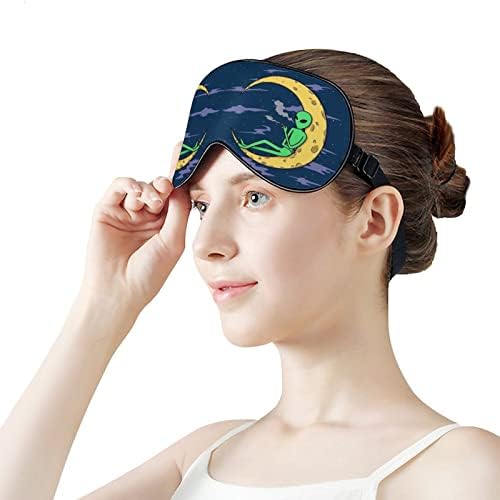 Месечината туѓо маска за ролетни маски за спиење ноќно сенка покритие каиш со смешна графика за жени мажи со една големина