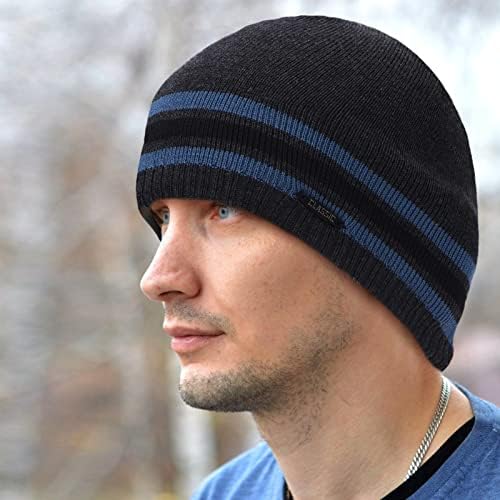 ZTL Mens Winter Beanie Hat Топло плетено обичен череп капа за ребрести капачиња за порибување тобоган капа