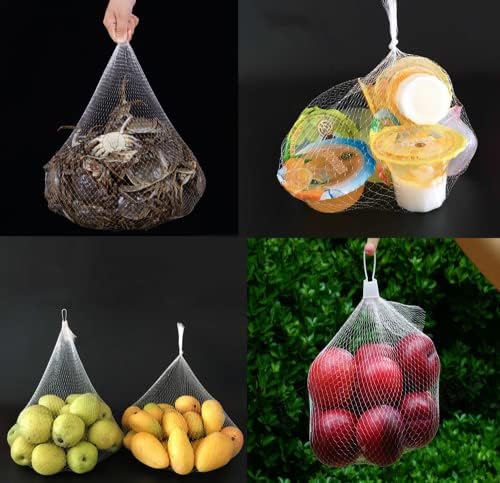 100 парчиња најлонски мрежи нето торбички за еднократно решетки, торби за вриење на морска храна, овошје и зеленчук за производство