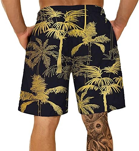 Ubst Mens Summer Board Shorts плус големина, 3Д бран тропски печатени стебла за пливање, лабави обични шорцеви на плажа на Хавајски плажа