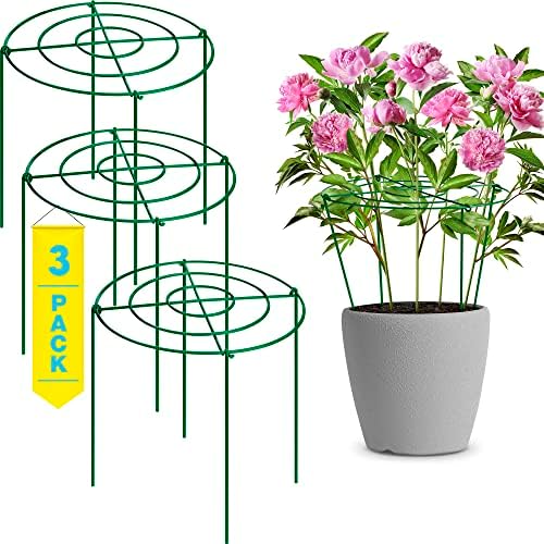 Поддршка за божур, божур кафез екстра голем 18 ”широк x 24” висина на божниот прстен со 4 нозе, растителни потпори за растенија на отворено,