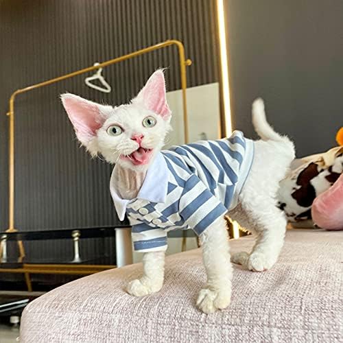Sphynx мачки кошули за мачки само памучно пролетно есенско копче Поло вратот симпатична лента за миленичиња облека за миленичиња за мачки