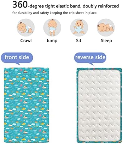 Океан тематски вграден креветче за креветчиња, стандарден сад за креветчиња, вграден лист меки и кревети за кревети - лист за креветчиња