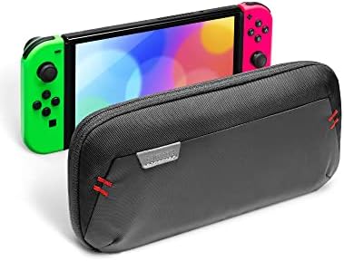 Случај за носење Tomtoc за Nintendo Switch OLED Model & Original Nintendo Switch, преносна торба за складирање ултра тенка мека торбичка со 20 слотови за картички за игри и додаток џеб