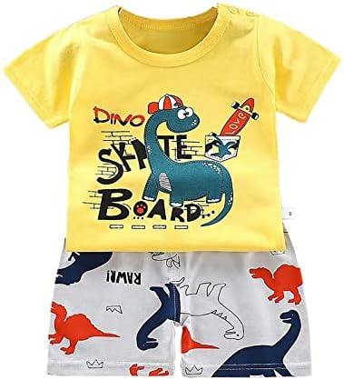 Вагфун новороденче момче девојче Диносаурус за тренинзи за тренинзи маица облека летна облека дете еластична половината кратки панталони