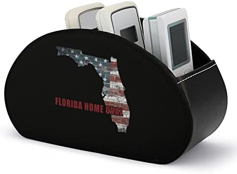 Флорида Дом овален држач за далечински управувач/кади/кутија/послужавник со 5 оддели ПУ Организатор на кожа со симпатична печатена