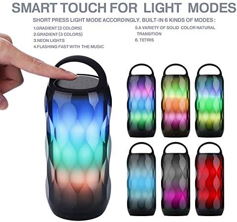 YFQHDD LED преносен звучник на допир Ноќна светлина 6 бои Промена на паметна маса во кревет Кристална ламба TF картичка Player Mic