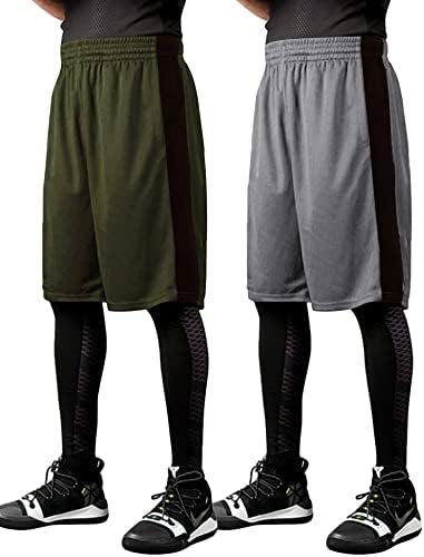 Коофанди машка кошаркарска шорцеви со 2 пакувања суво вклопување во тренингот за вежбање шорцеви активни атлетски перформанси со џебови со џебови