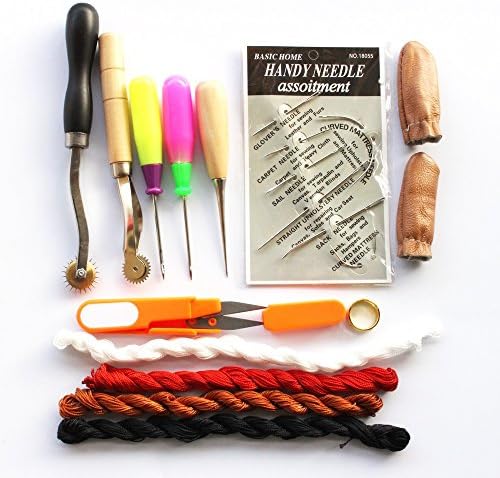Комплет за кожни алатки DIY рачно изработен занаетчиски занаетчиски алатка за шиење кожен игла челик зашивање шиење на чевли и торби