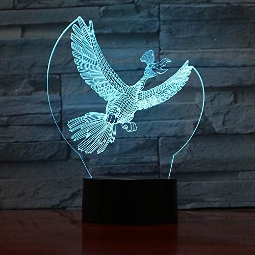 Jinnwell 3D Parrot Bird Night Light Light larm илузија 7 во боја на допир на допир табела за декорација на табели за декорација на ламби LED Божиќен