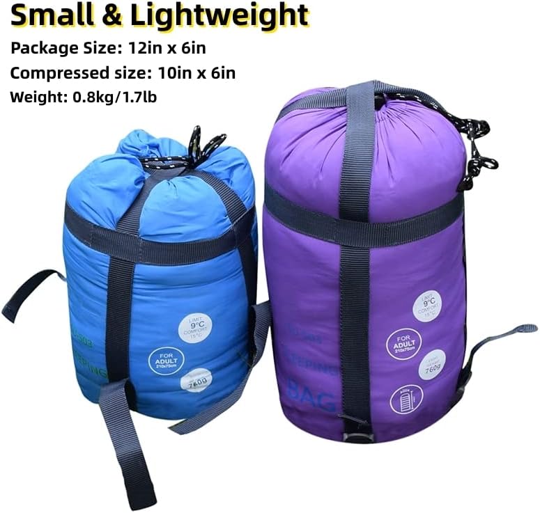 Сафакус Кампување торба за спиење - 3 сезони топло и кул време - лесен лесен за употреба за деца за возрасни - кампување патувајќи на отворено