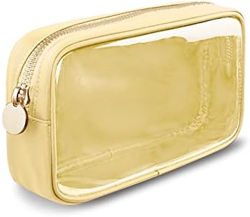 UIXIZQ Јасно Мали Шминка Торба Со Патент, Најлон&засилувач;Пвц Козметичка Торба Preppy TSA Одобрени Патување Тоалет Торба За Жени
