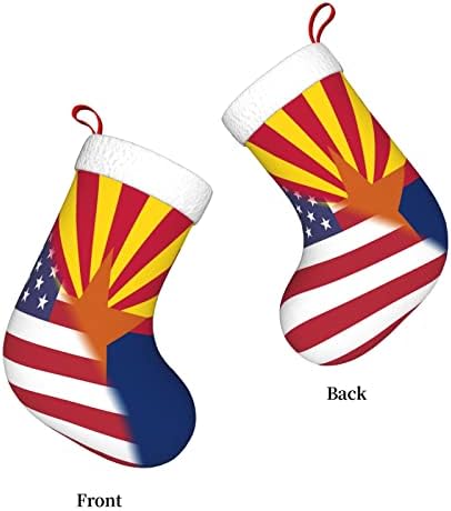 Американско знаме и знаме на Божиќни чорапи во Аризона, подароци за одмор на Божиќни празници за украси за семејни празници 18-инчни
