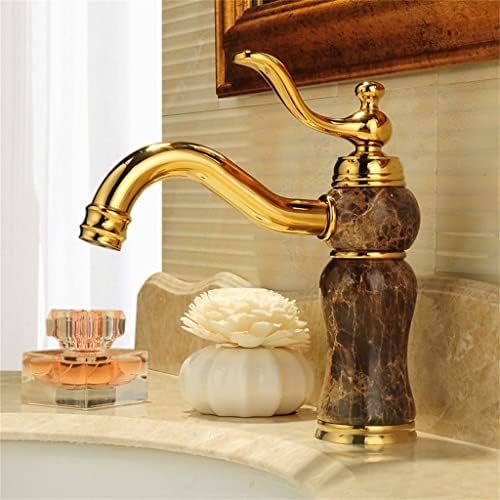 N/A месинг топол и ладен миксер златен керамички декорација Позлатено злато жад бања миксер миксер единечна дупка за мијалник за мијалник