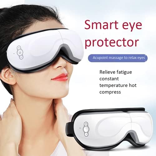 Shengxia Електричен масажер за очи со топлина - вибрација маска за очи - масажер за терапија со очи - паметен масажер за очи за олеснување