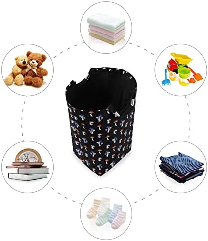 Кошар за складирање Акварела шема на печурки на црни алишта за перење, склопувачки екстра голема играчка расадник за деца,