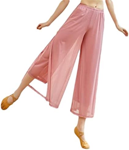 Сопствена женска вода газа со широки нозе панталони класични панталони за танцување двослојни танцувачки вежба со странични парчиња со странични