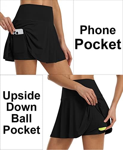 Тениски здолништа на УЕУ за жени плетеа со високи половини за голф атлетски летни мини скари со шорцеви џебови за трчање случајно