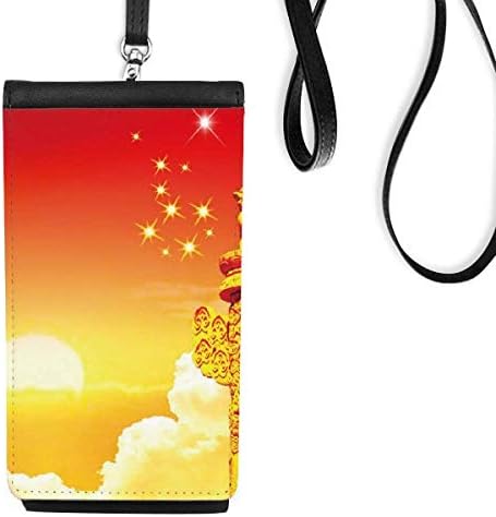 Сонце Starвезда украсен телефон со знаме на колона телефонска чанта што виси мобилна торбичка црн џеб