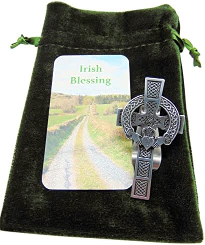 Вестмон работи ирски клип за визир со келтски крст на Ирска и Кладаг Путер Автоматски декорација со Благословена молитвена картичка за возачи