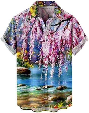 Xxbr 2023 Нова апстрактна уметност лабава кошула боја што дава 3Д дигитално печатење хавајски мажи мажи со долг ракав светло