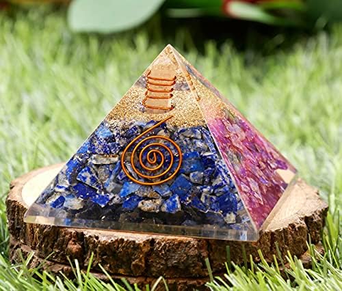 Пјуор Седум Чакра Реики Балансирање на камен духовно заздравување лапис лазули оргон пирамида балансирајќи добра енергетска камења домашна соба