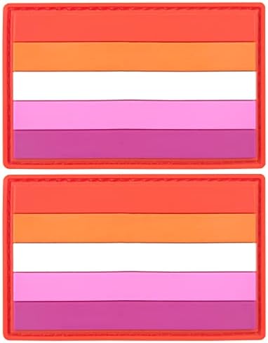 JBCD зајдисонце лезбејски лес гордост знамето тактички ЛГБТ Виножито лепенка - ПВЦ гумена кука и лепенка за прицврстување на јамка