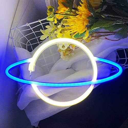 Неонски знак на Protecu Planet - LED знаци на USB/батерија неонски светла за спална соба | Неонски знаци за wallиден декор запали за роденденски