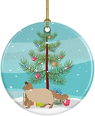 Богатства на Каролина CK4693CO1 Ragdoll 2 Cat Merry Christmas Ceramic Ornament, украси за новогодишни елки, виси украс за Божиќ, празник,