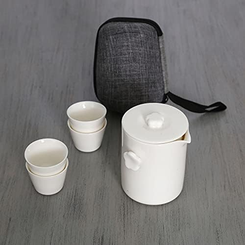 Патнички керамички преносен чај сет, сет за чаши, со чај торба, чаша чај од 380 мл и чај од 4х30 мл