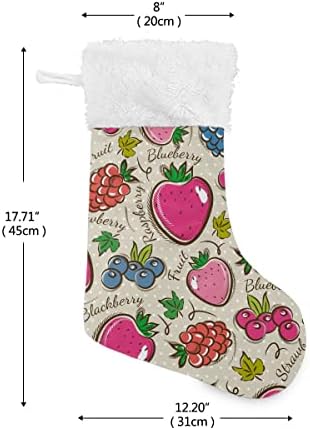 Божиќни чорапи Ретро лето овошје јагода од боровинки бела плишана манжетна мерцеризирана кадифена семејна празник персонализиран