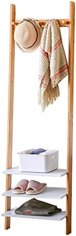 Решетка за палто, wallидна рамка, рамка од бамбус со 3-ниво полица за складирање за облека, марами, чевли и корпи, за спална соба, влезна