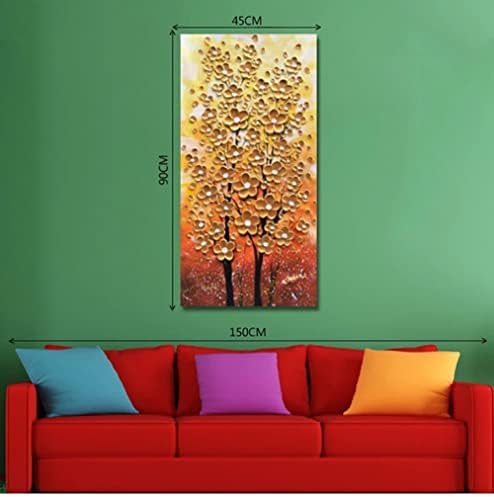 Wunm Studio CE модерно масло сликарство на платно пејзаж Млај живот пари Дрво дебело златно жолто богато текстурирано златно дрво цветно