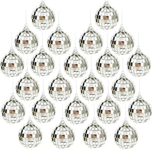 Светло рефлексивно огледало диско топки | 24 пакувања 2 Божиќни топки украси Божиќни дрвја што висат топки приврзоци за празнична свадбена забава