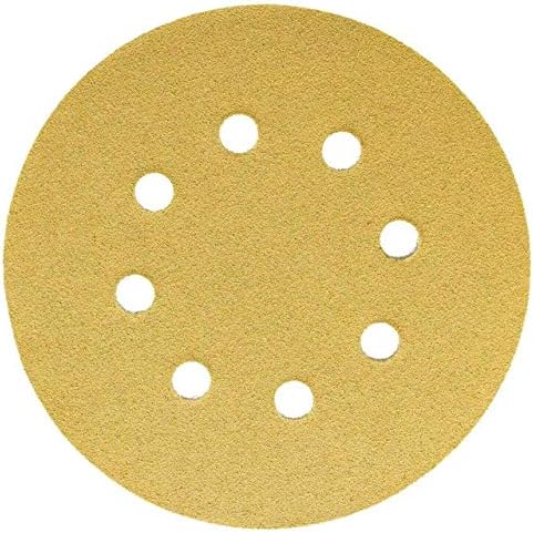 Xucus WSFS топло злато 5-инчен 8-дупки 60 решетки од 60 решетки за прашина и јамка од 100-пакувања од шкурка со песок од песок од песок-песок