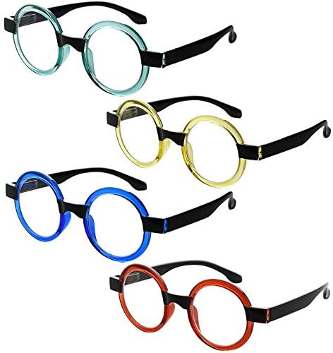 Очила за читање на очила 4 пакувања за очила за жени ретро читатели за очила +0,50