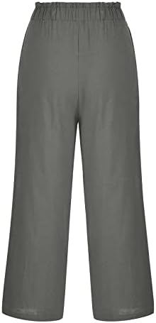 Постелни панталони OPLXUO за жени летни обични капри панталони со високи половини тенок вклопување со исечени дното на панталони