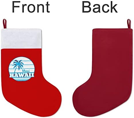 Мауи Хаваи, Палм дрво Божиќни чорапи црвен кадифе со бела торба за бонбони, Божиќни украси и додаток на семејна забава